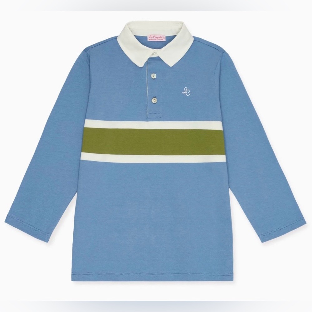 La Coqueta Blue Stripe Tijo Long Sleeve Boy Rugby
Shirt, 4Y excellent condition